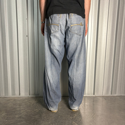 Ecko Unltd Blue Embroidered Japanese Denim Hip Hop Y2K Baggy Jeans - 40S