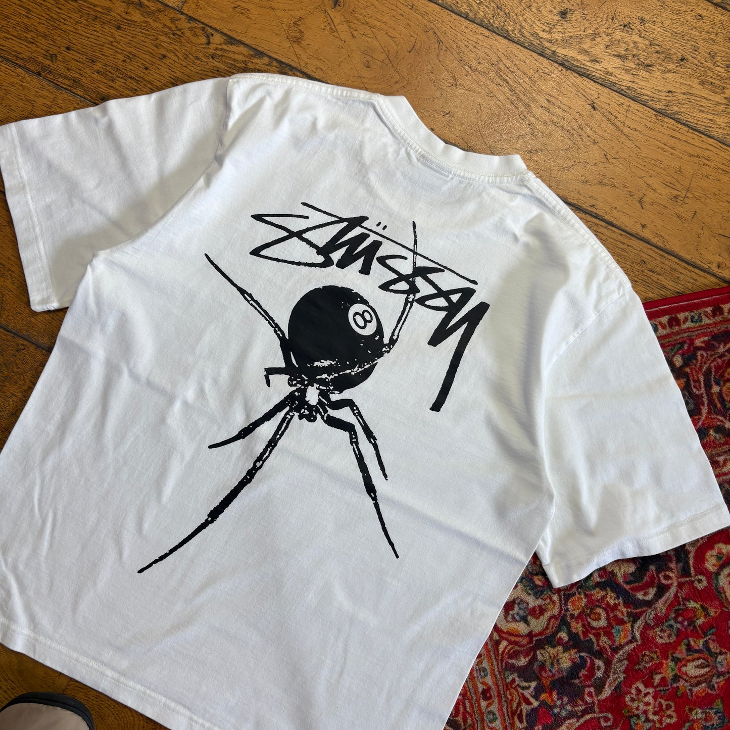 Vintage Stussy White Graphic T-Shirt - S