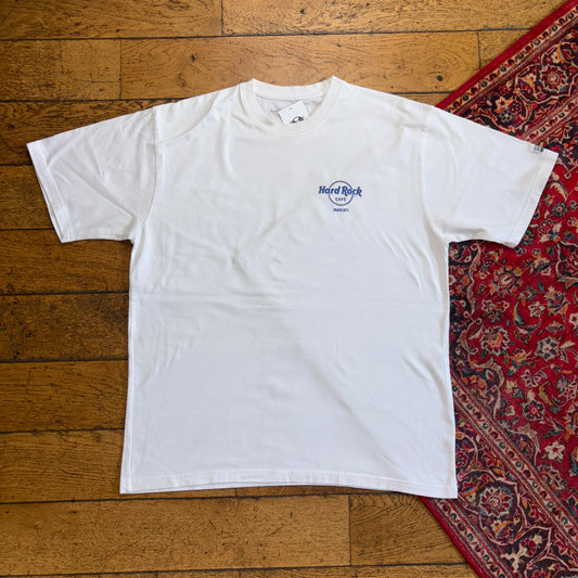 Vintage Hard Rock Cafe White Car y2K Graphic T-Shirt - L