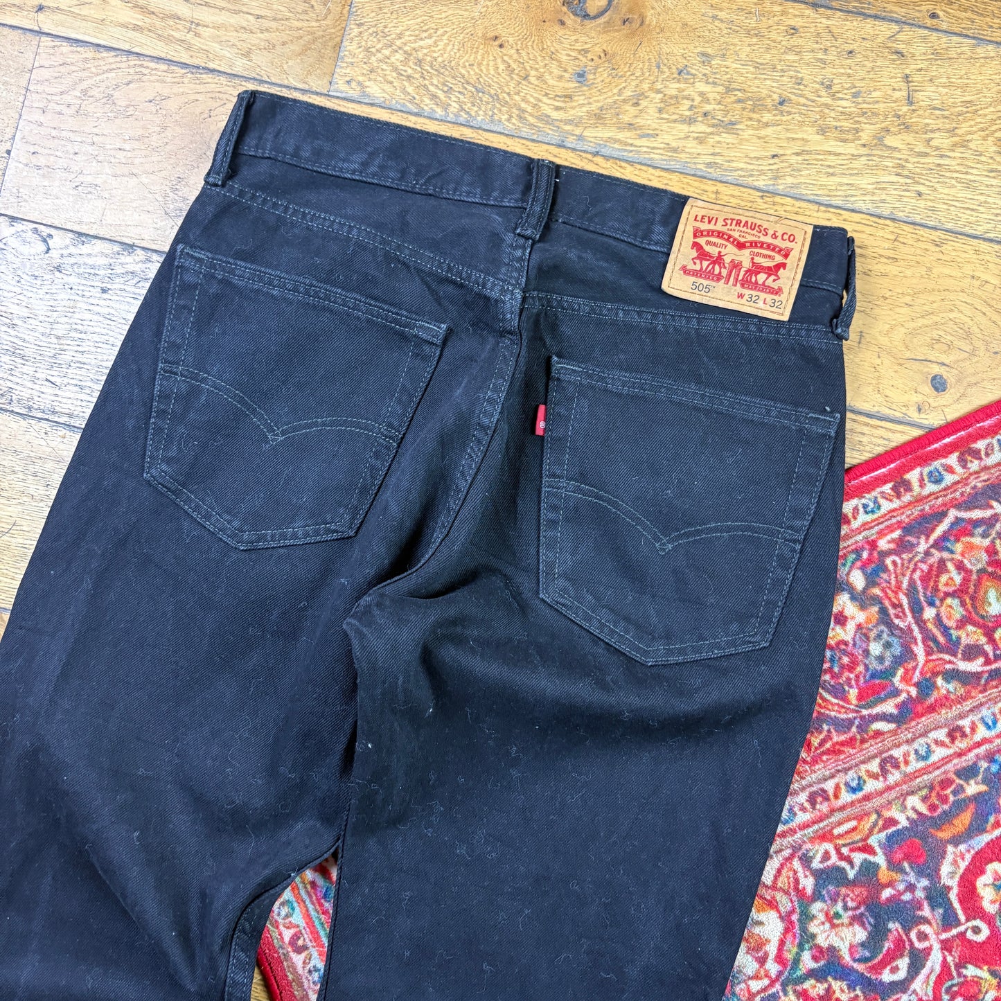 Vintage Levis 505 Straight Black Denim Jeans - 32