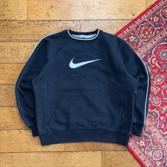 Vintage Nike Y2K Black Swoosh Embroidered Sweatshirt - M