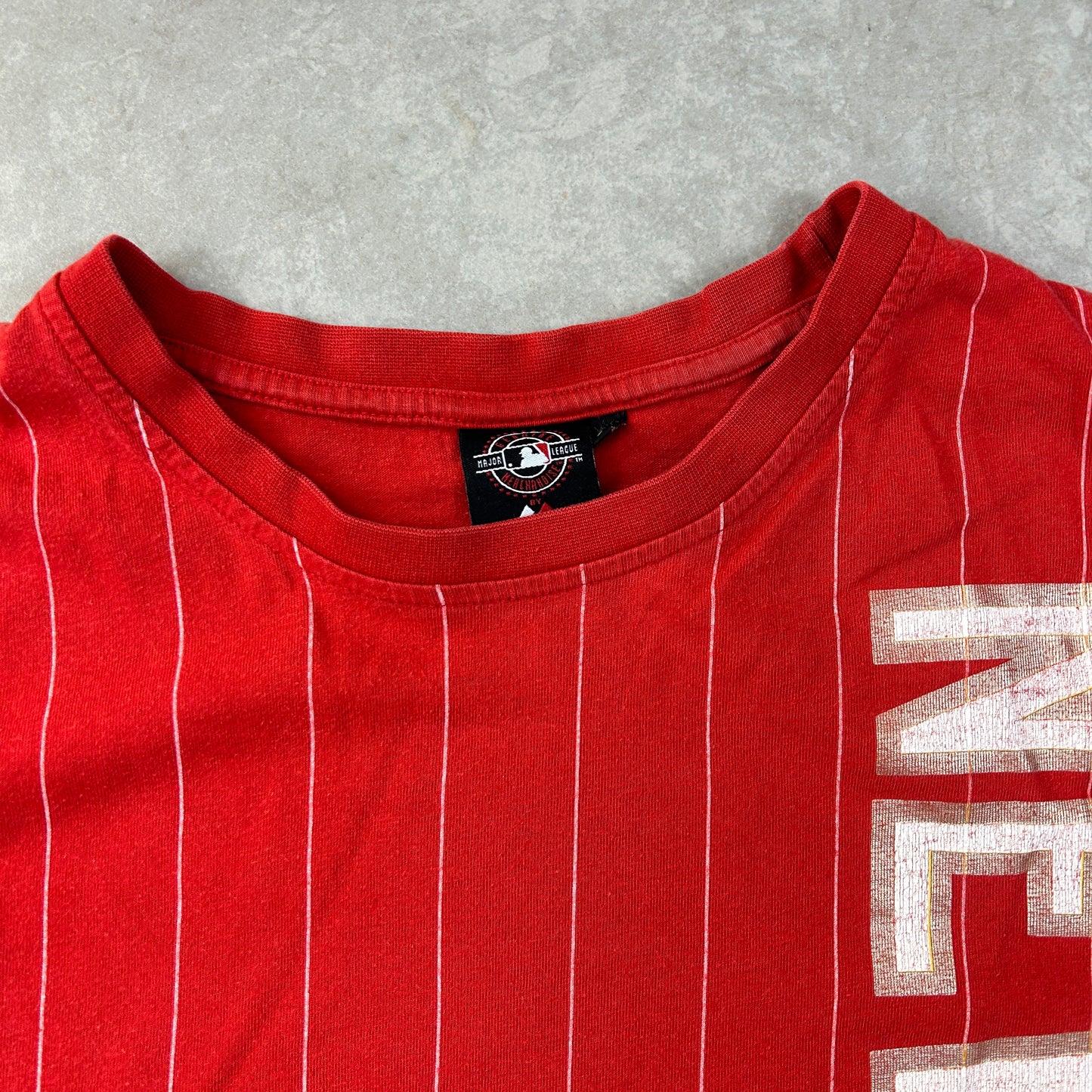 Vintage 90s NY Yankees MLB World Series Red Pinstripe T-Shirt - S