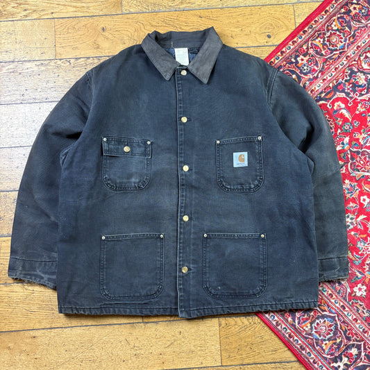 Vintage 1998 Carhartt Black Michigan Chore Workwear Jacket - XL