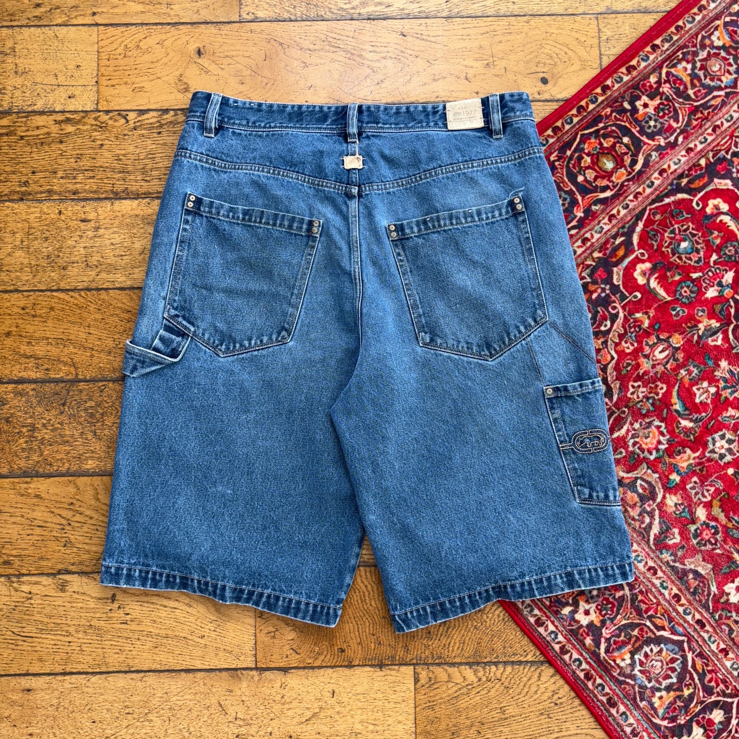 Vintage Ecko Unltd Y2K Blue Embroidered Hip Hop Baggy Shorts Jorts - 38