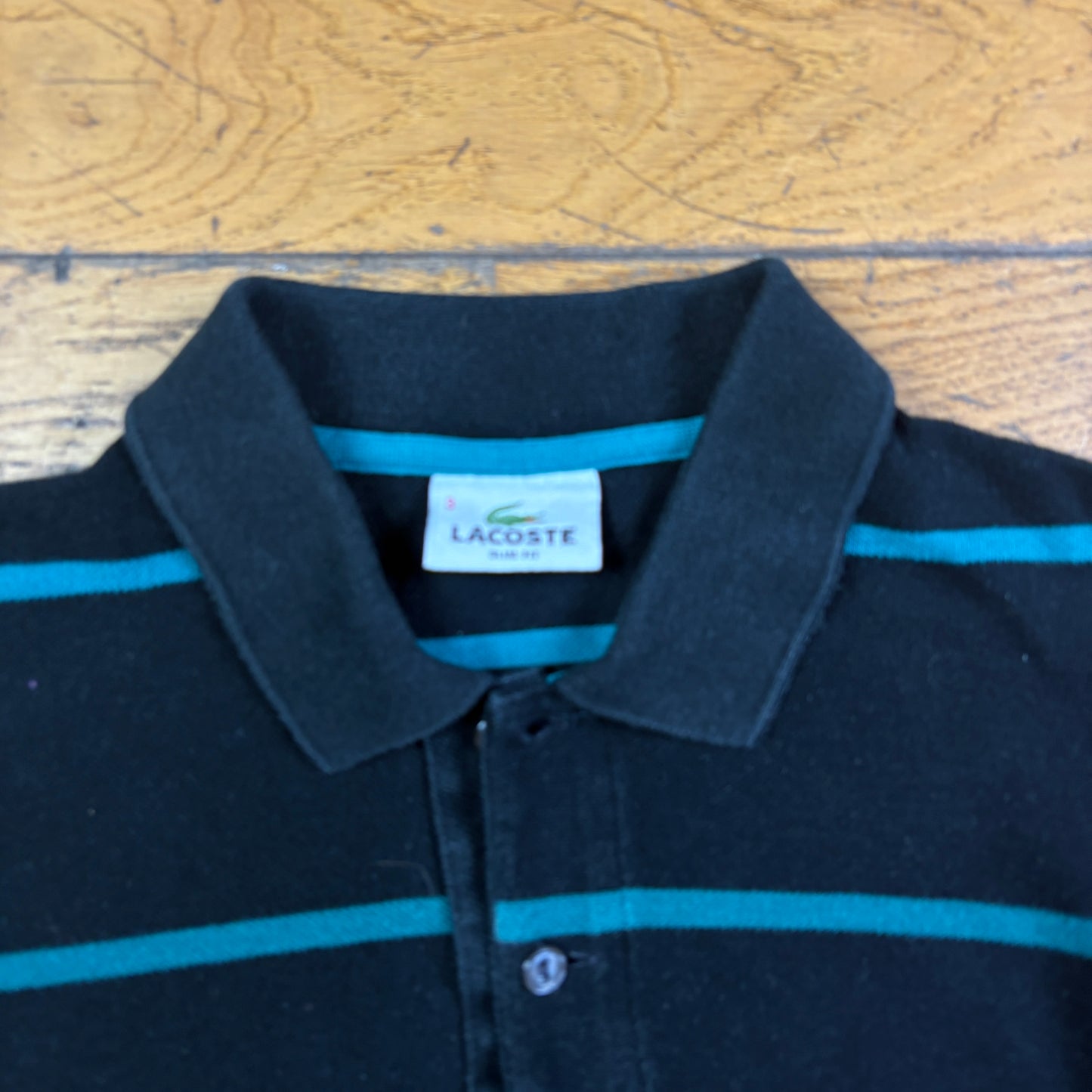 Vintage Lacoste Black Stripe Rugby Polo T Shirt - XS