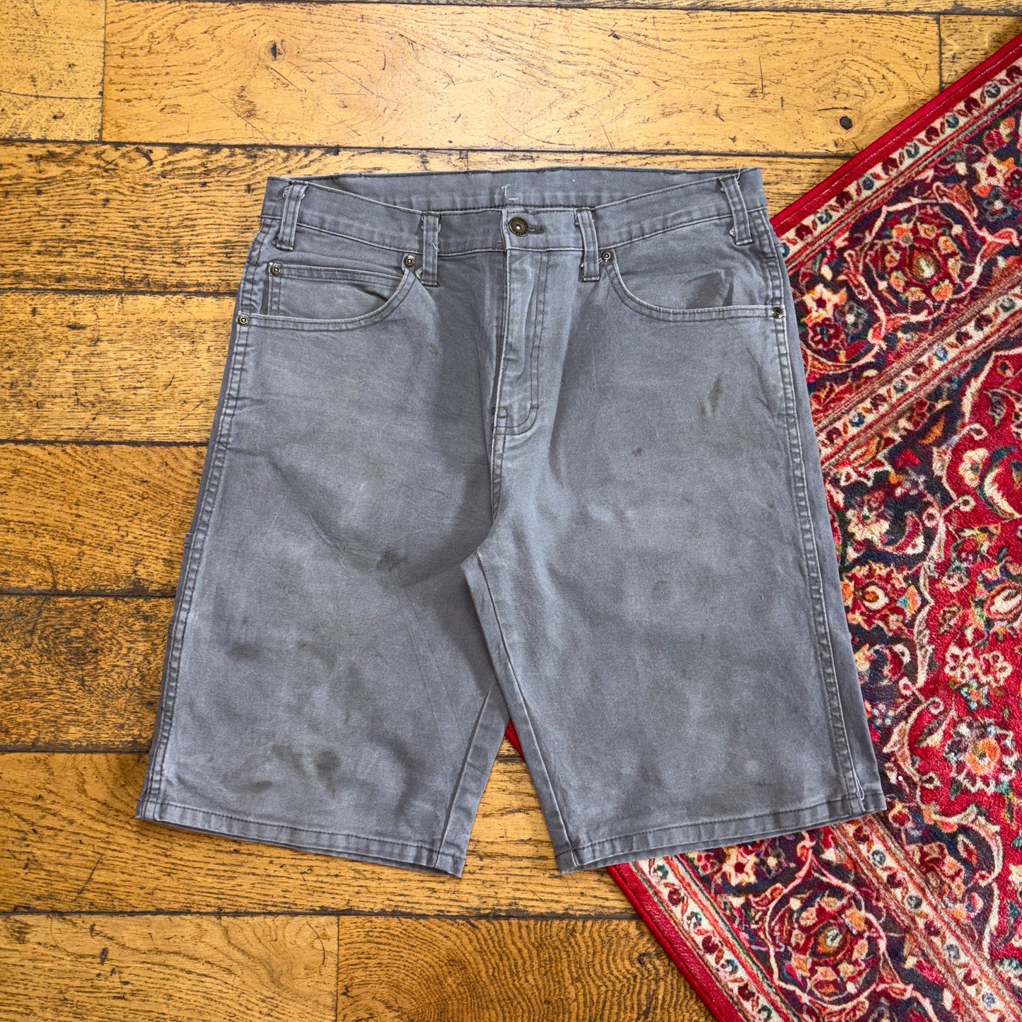 Vintage Dickies Workwear Carpenter Grey Baggy Shorts - 32