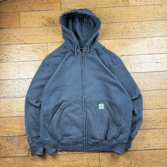 Vintage Carhartt Grey Zip Hoodie Sweatshirt - L