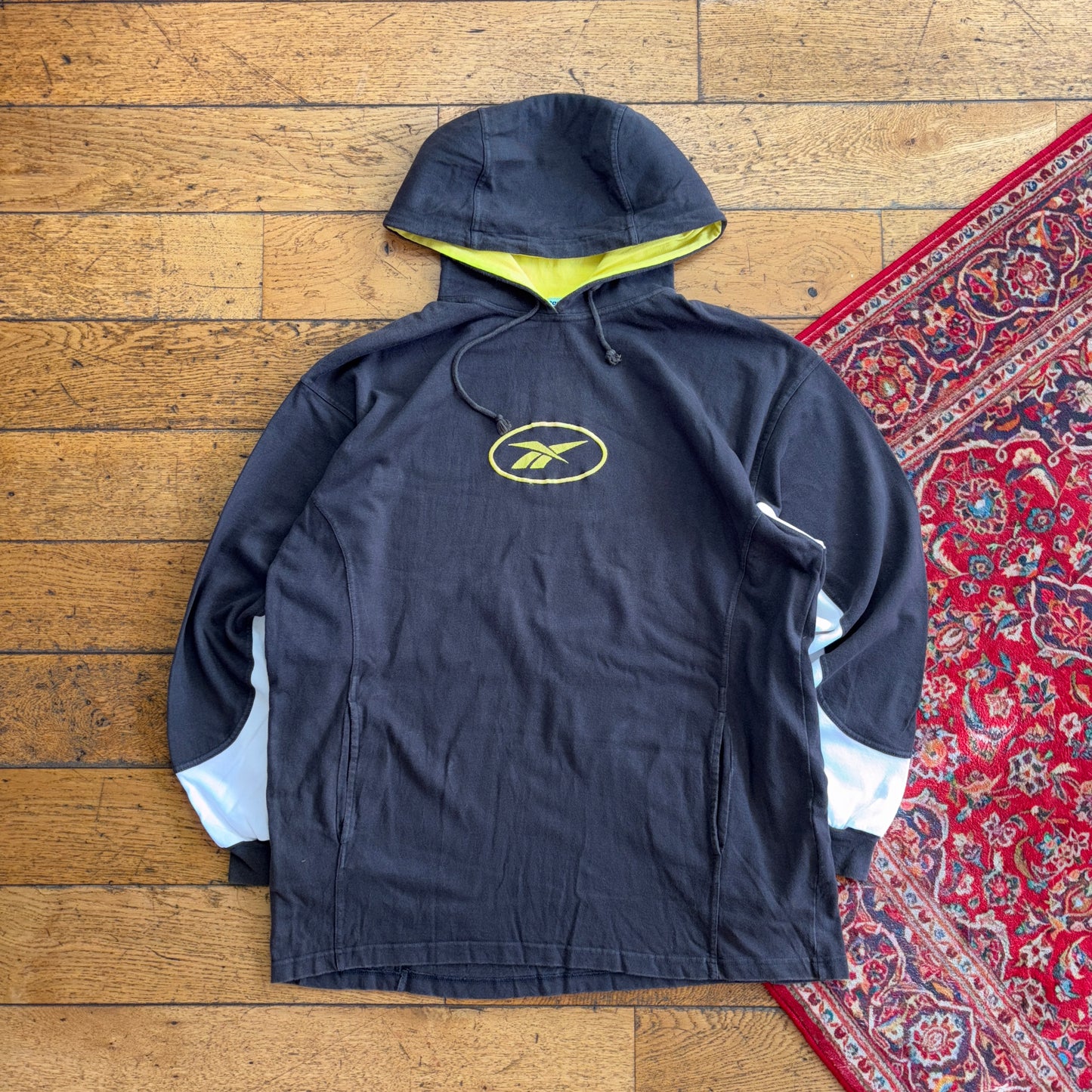 Vintage Reebok Brown Embroidered Hoodie Sweatshirt - XL