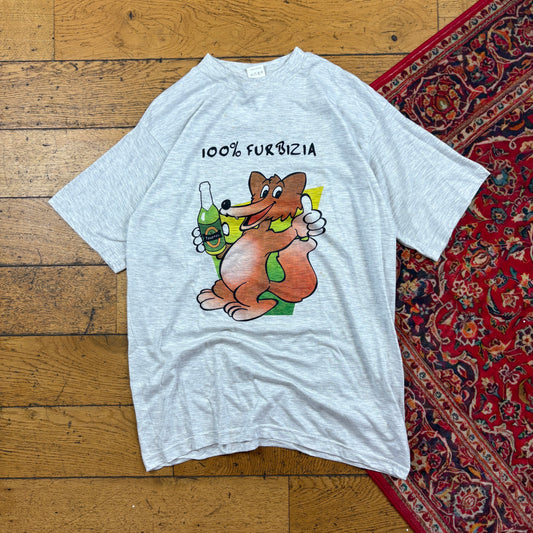 Vintage Beer Grey Funny Single Stitch Graphic T-Shirt - S