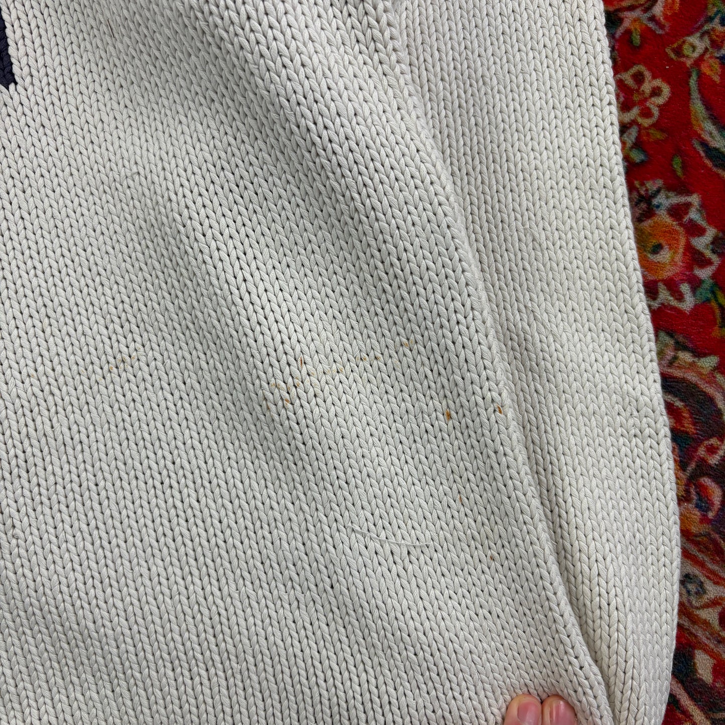 Vintage Tommy Hilfiger England Flag Cream Chunky Knit Jumper - 2XL