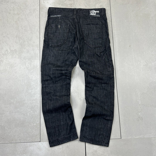 Vintage Embroidered Hip Hop Carpenter Black Jeans - 38