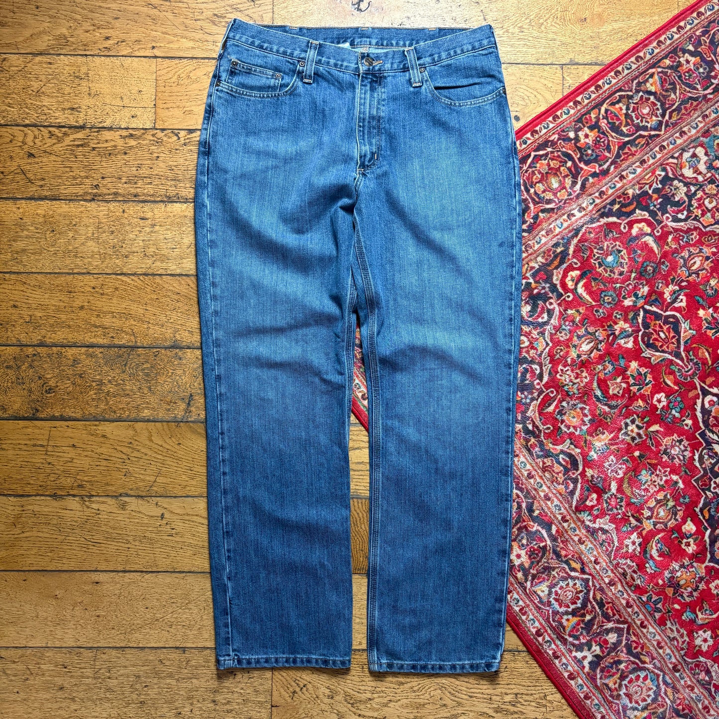 Vintage Carhartt Workwear Carpenter Baggy Blue Jeans - 38R