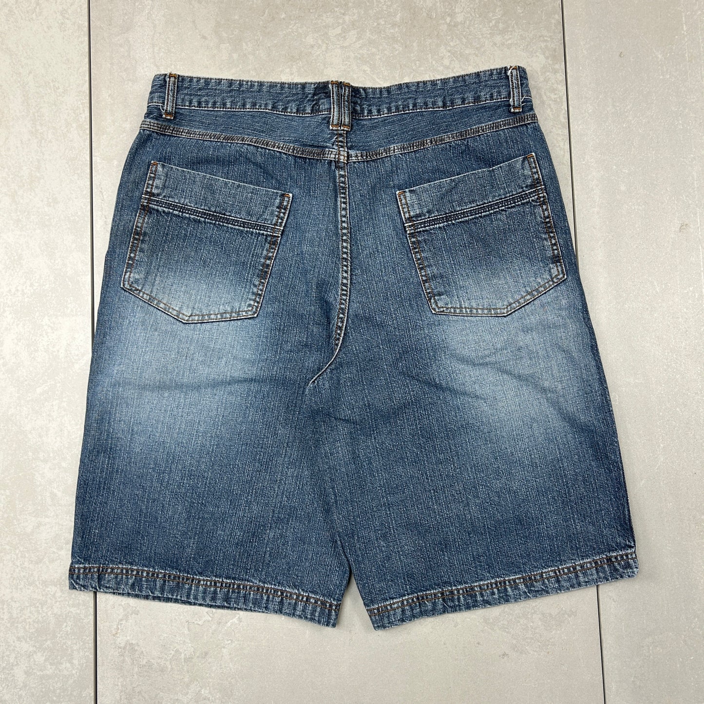Vintage Embroidered Hip Hop Baggy Blue Shorts Jorts - 38