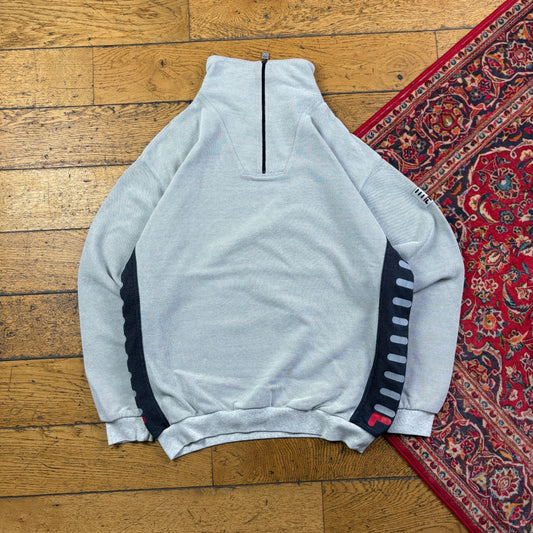 Vintage 90s Fila Grey Quarter Zip Sweatshirt - M