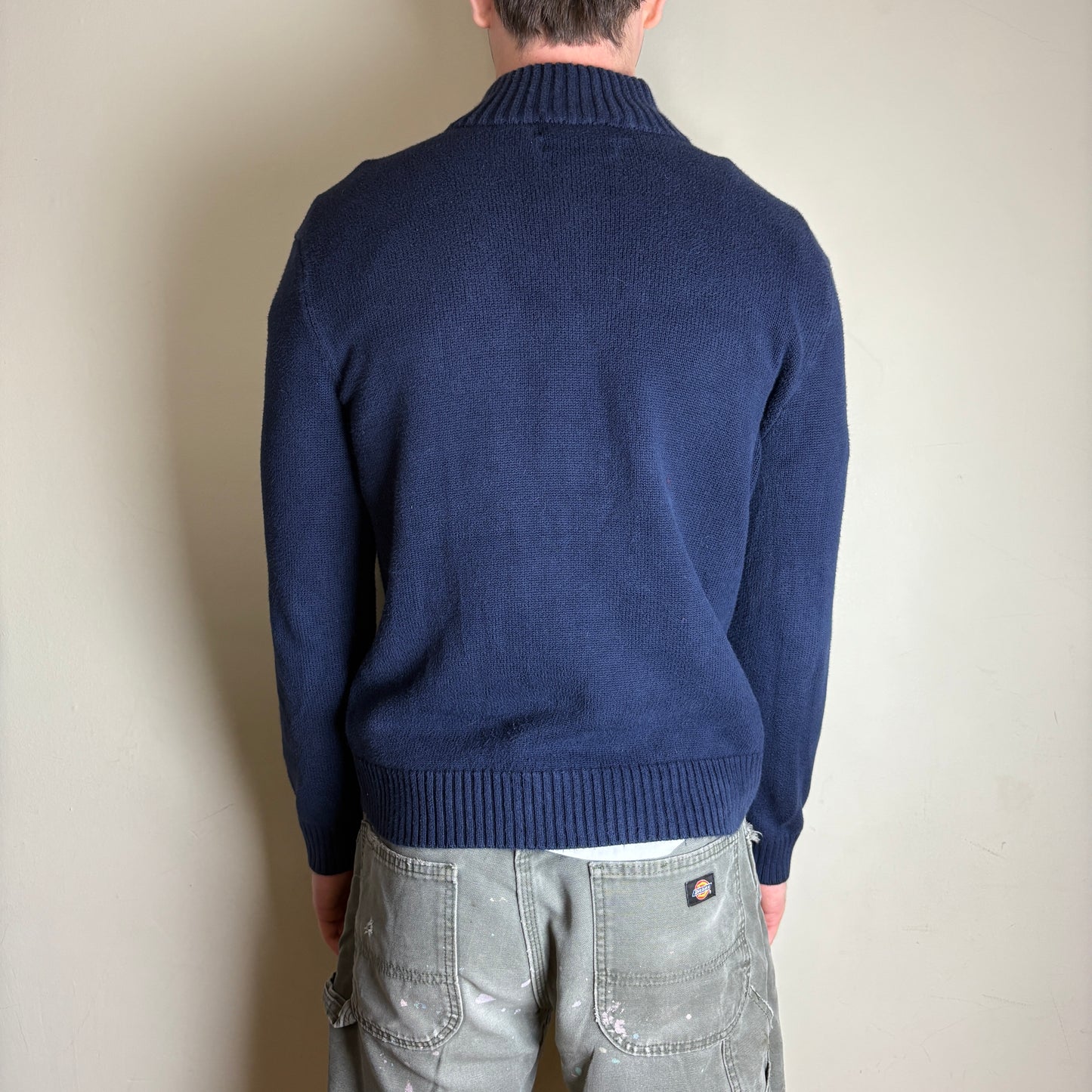 Vintage Ralph Lauren Navy Quarter Zip Knit Jumper - M