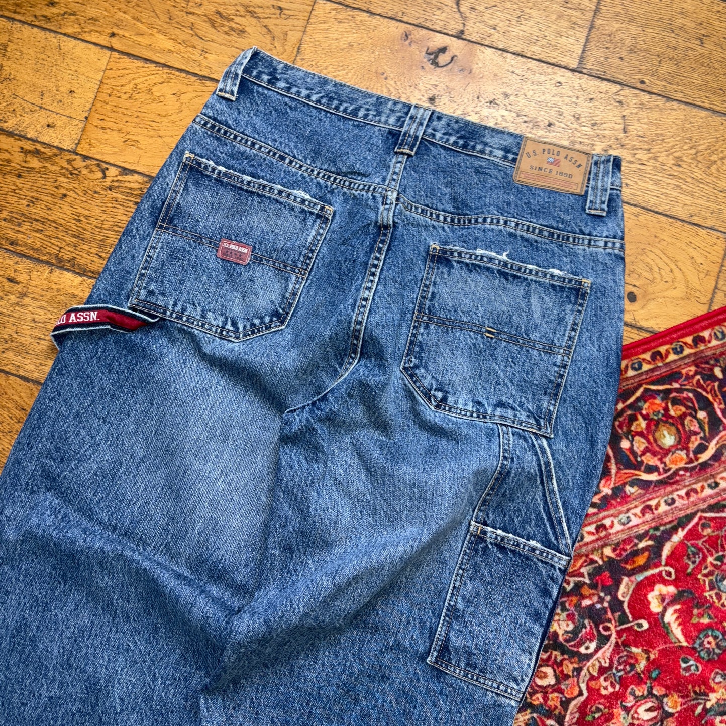 Vintage US Polo ASSN Blue Embroidered Y2K Hip Hop Baggy Jeans - 34S