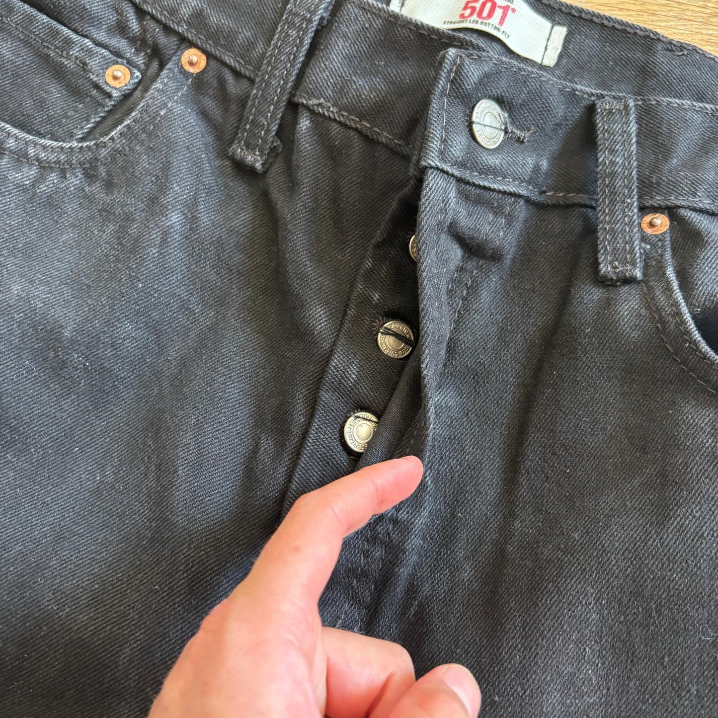 Vintage Levis 501 Straight Black Denim Jeans - 38S