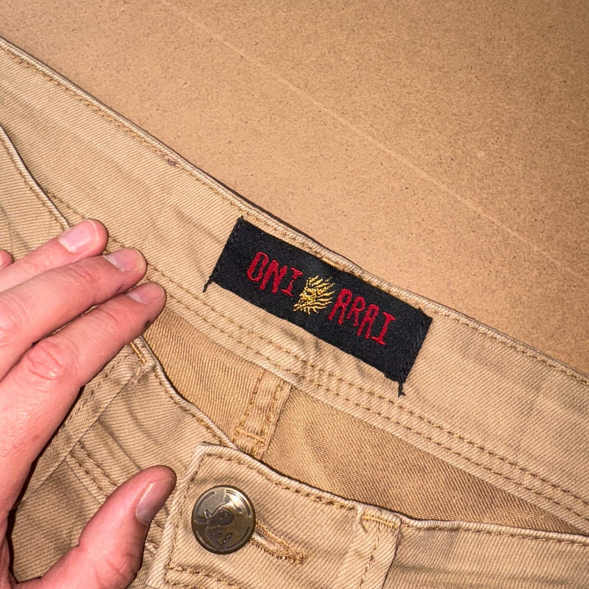 Oniarai Cream Embroidered Japanese Straight Denim Hip Hop Y2K Jeans - 29R