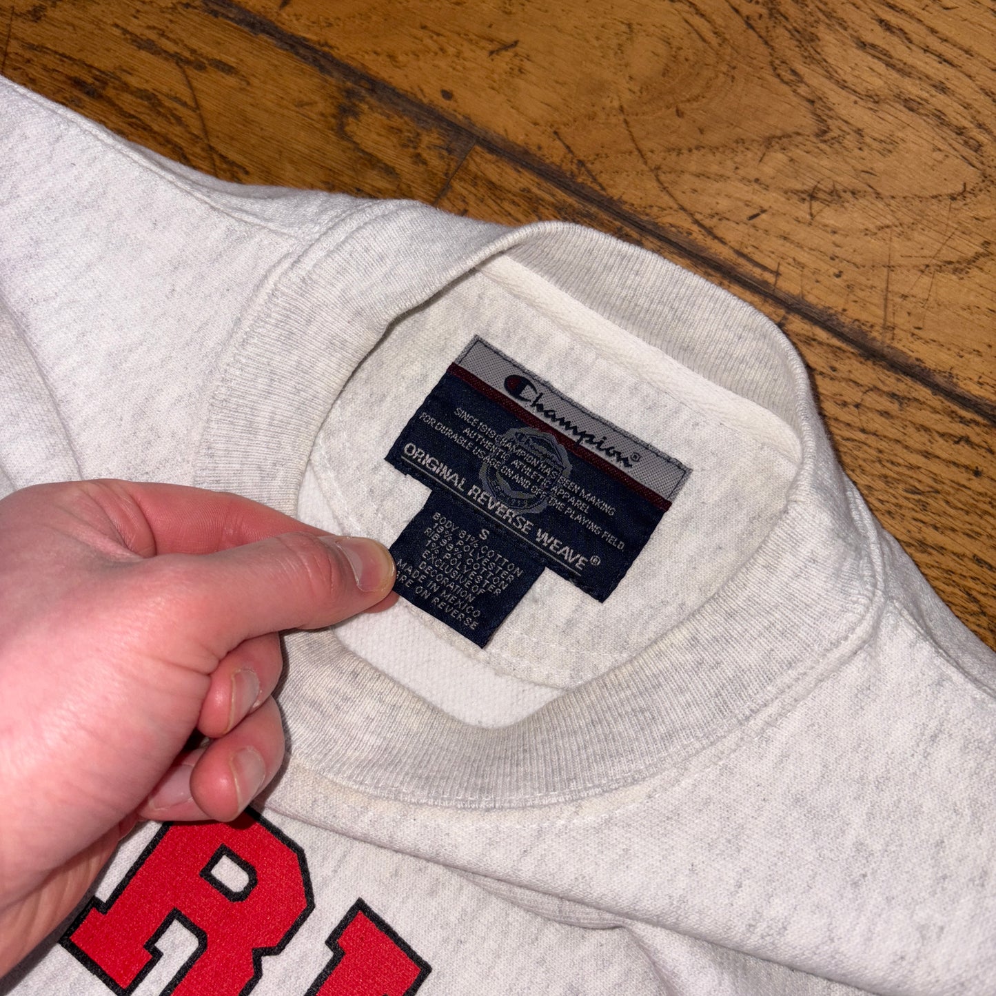 Vintage Champion Grey USA College Boxy Spellout Sweatshirt - S