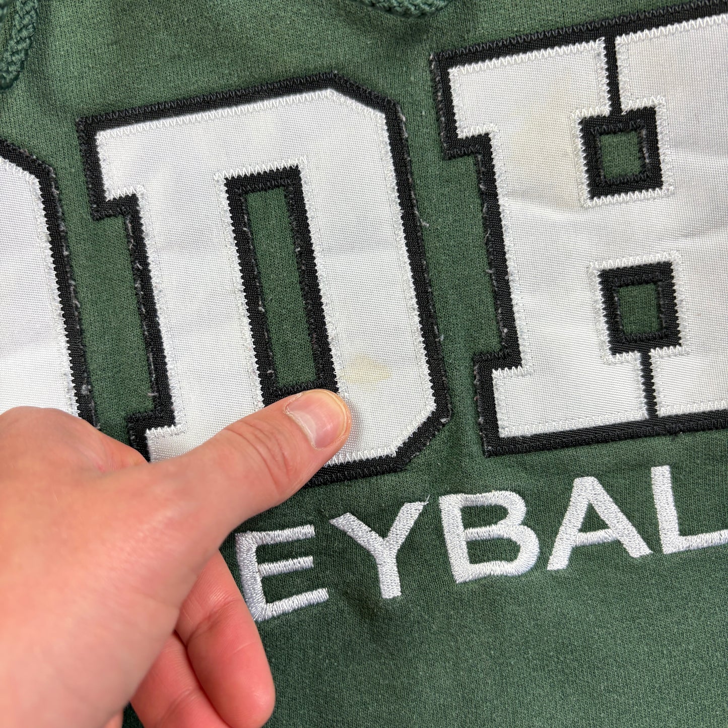 Vintage Champion College Volleyball Green Embroidered Hoodie Sweatshirt - M