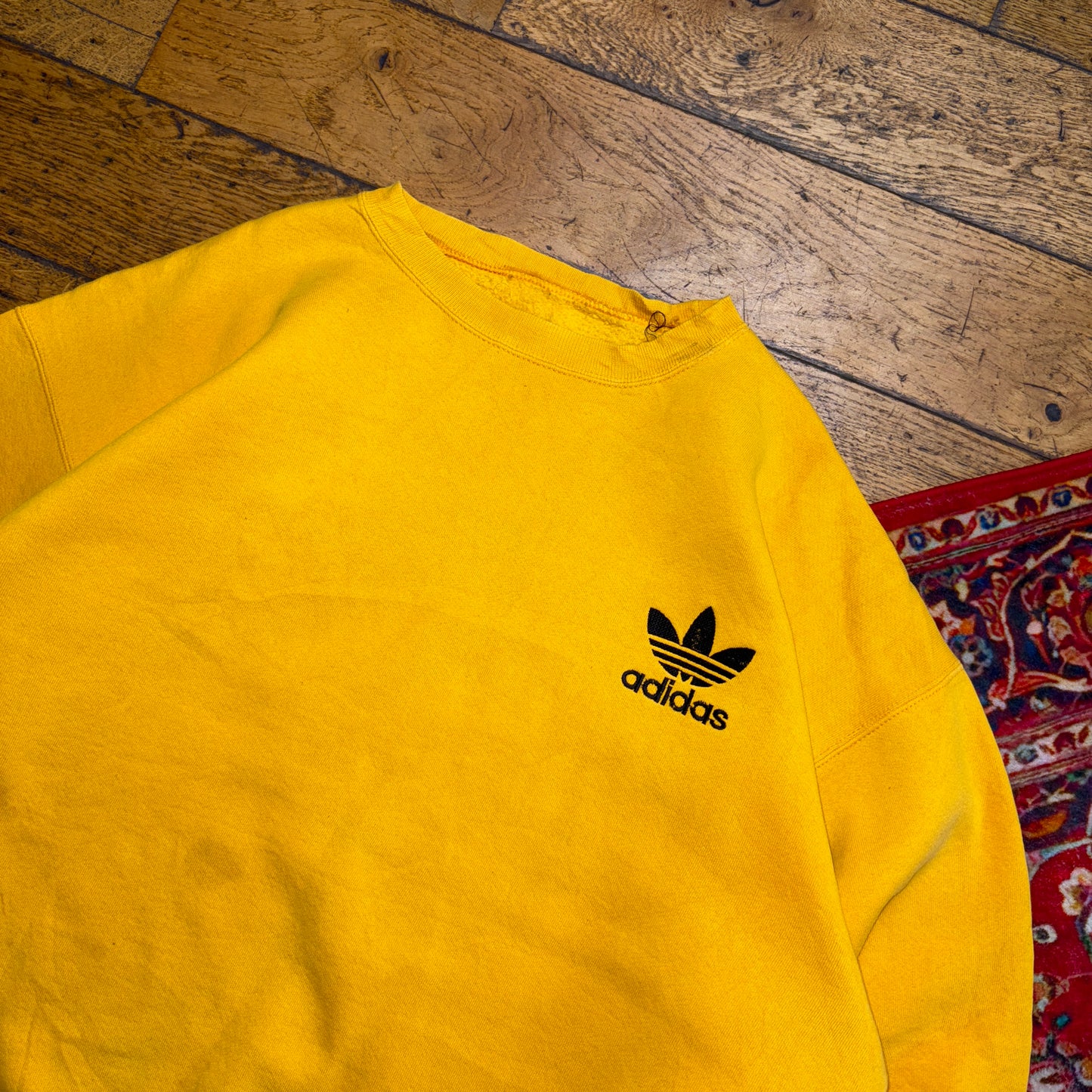 Vintage 90s Adidas Originals Yellow Embroidered Sweatshirt - XL