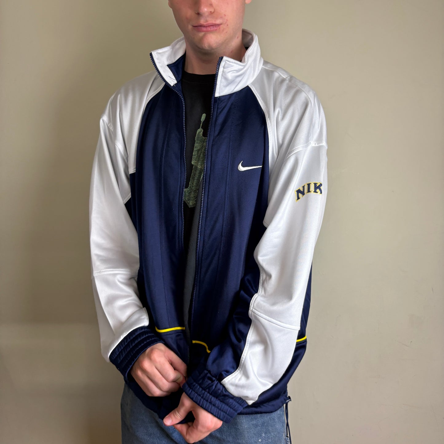 Vintage Nike Basketball 90s Navy White Tracksuit Track Jacket - XL