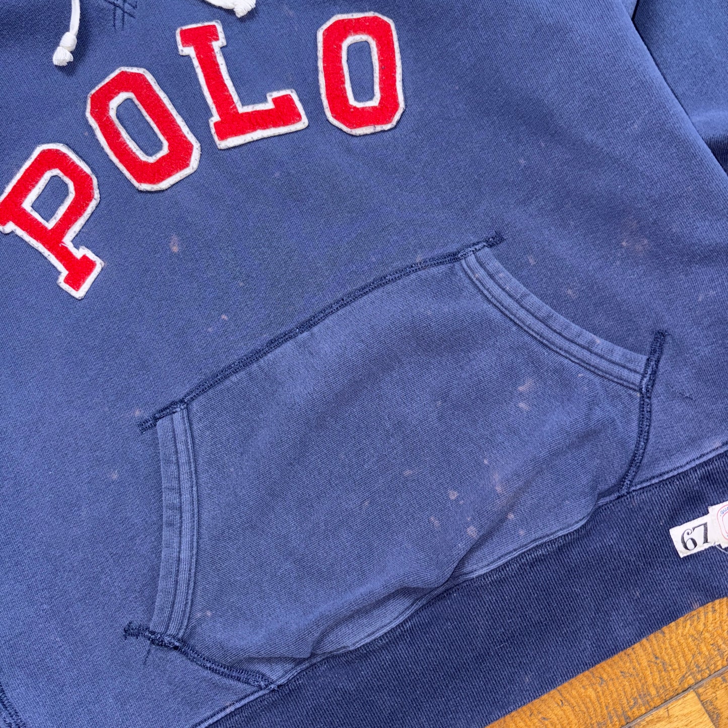 Vintage Ralph Lauren Navy Polo Spellout Hoodie Embroidered Sweatshirt - M