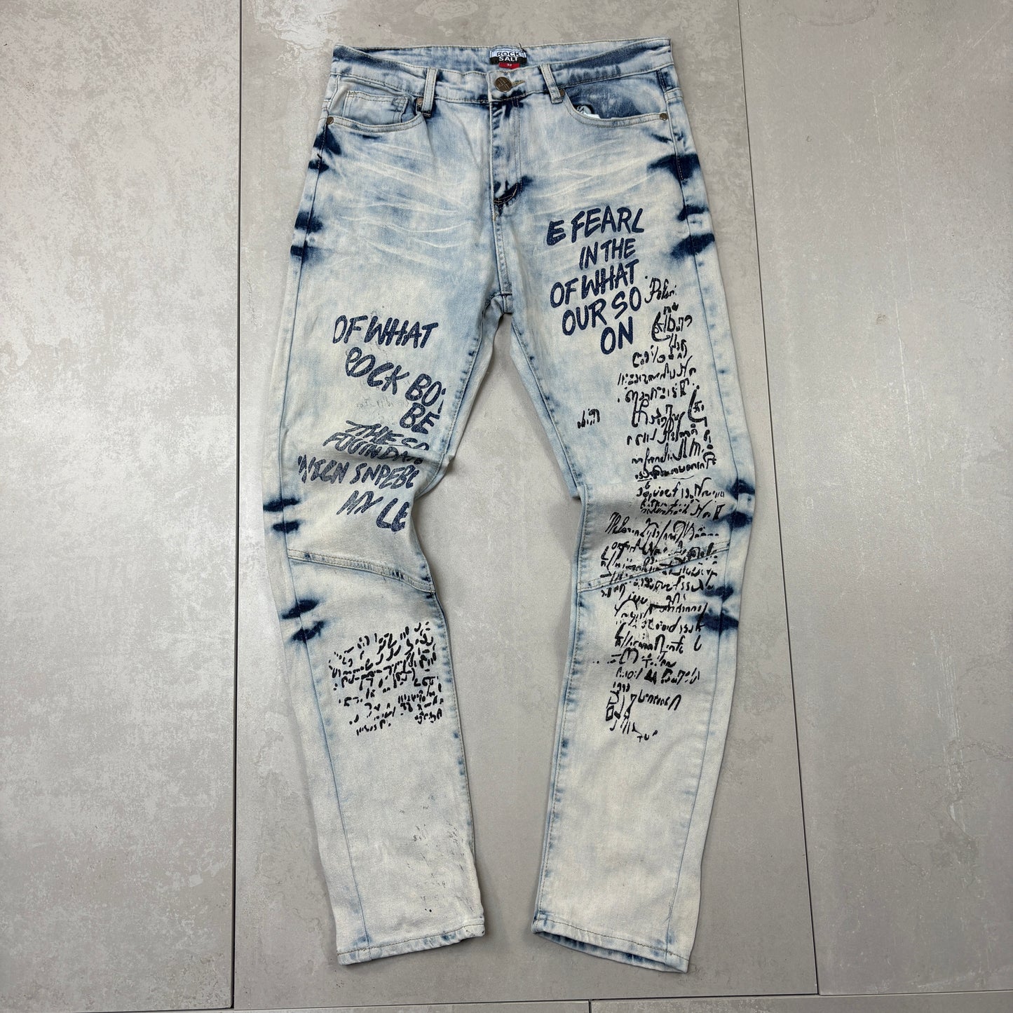 Vintage Rock Salt Blue Hip Hop Slim Jeans - 32