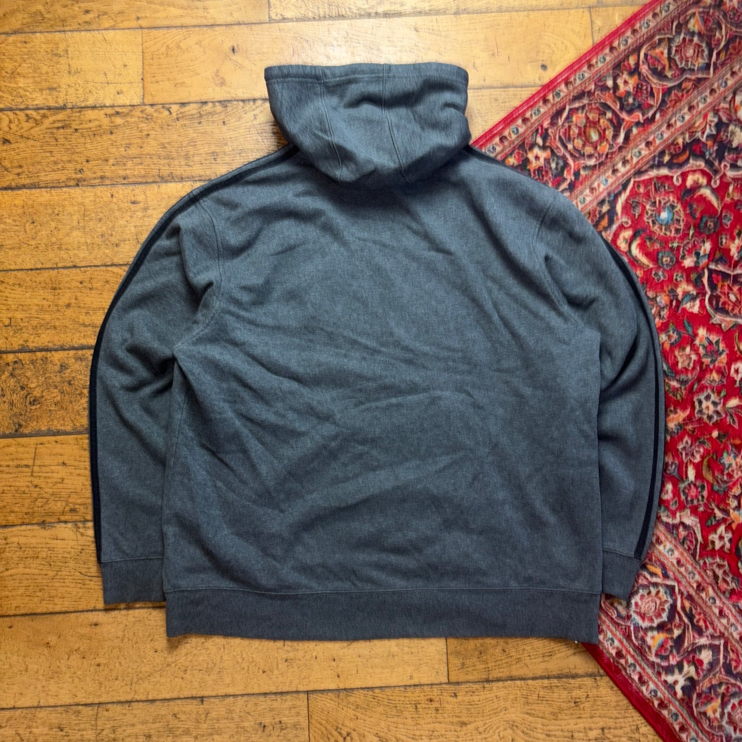 Vintage Adidas Grey Hoodie Embroidered Sweatshirt - XL