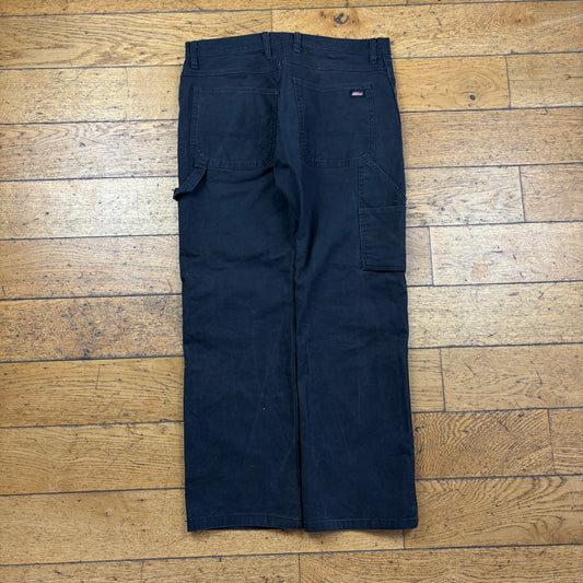 Vintage Dickies Black Workwear Carpenter Baggy Trousers - 34