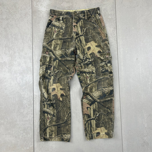 Vintage Real Tree Camo Baggy Khaki Cargo Workwear Hunting Trousers - 28