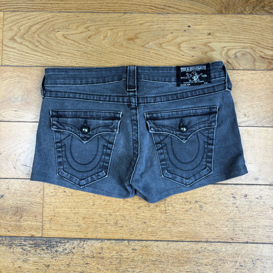 Vintage True Religion Black Womens Micro Embroidered Y2K Shorts Jorts - Size 10