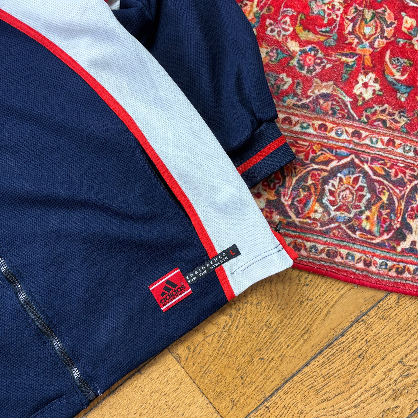 Vintage 90s Adidas Basketball Navy Zip Embroidered Sweatshirt - L