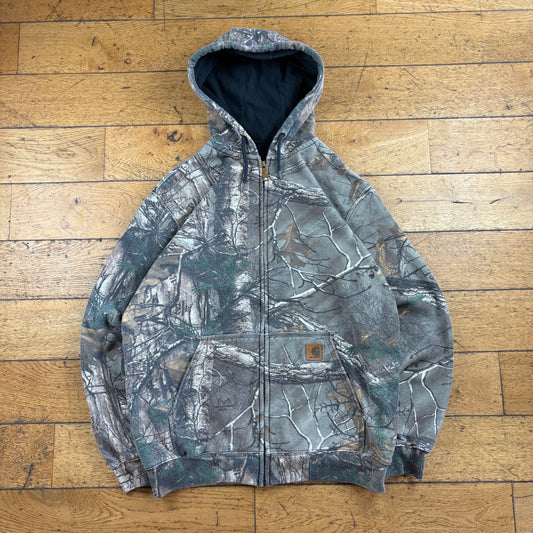 Vintage Carhartt Real Tree Camo Khaki Hoodie Sweatshirt - M
