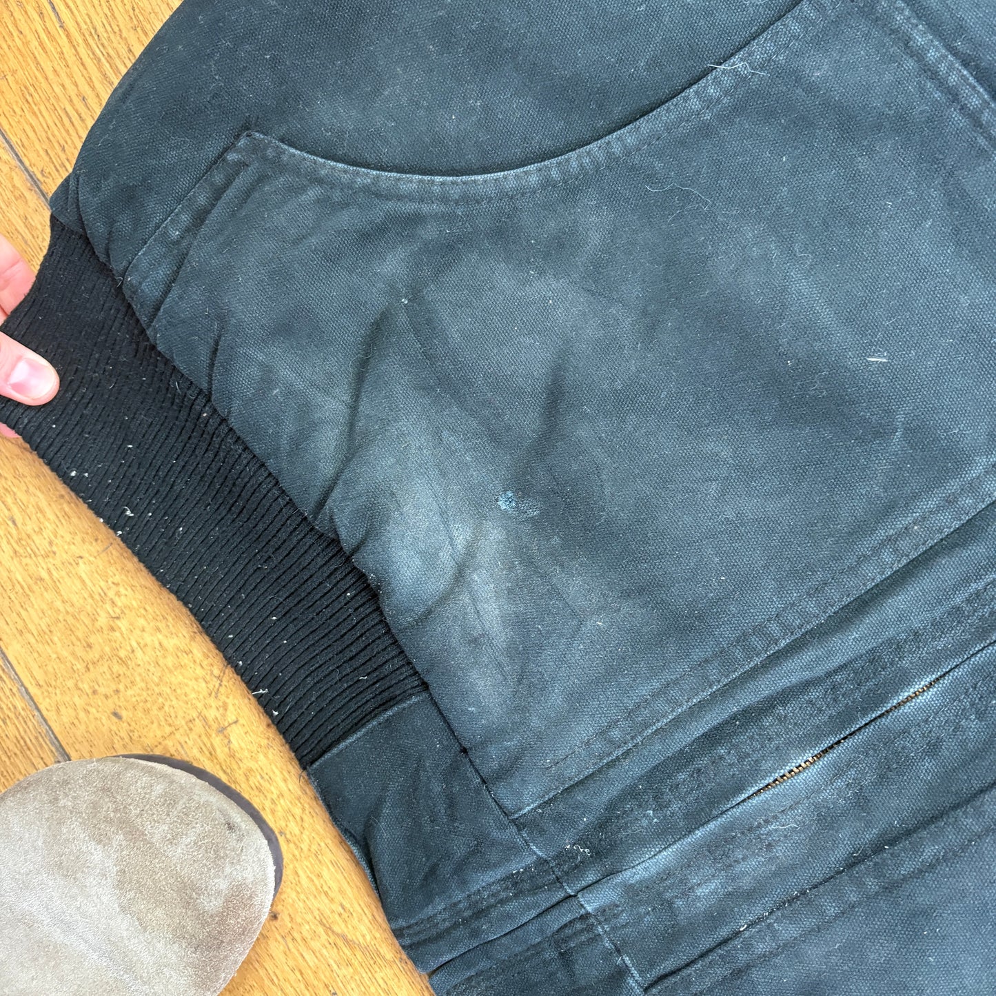 Vintage Workwear Chore Black Heavyweight Active Hoodie Jacket - XXL