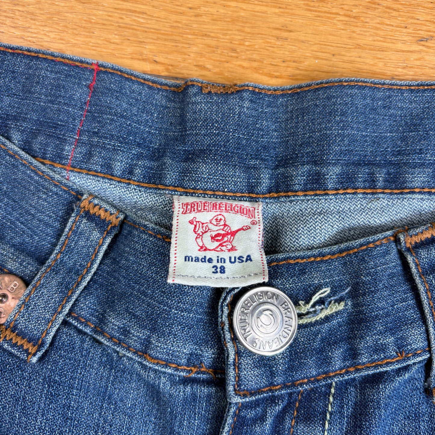 Vintage True Religion Blue Embroidered Y2K Shorts Jorts - 38