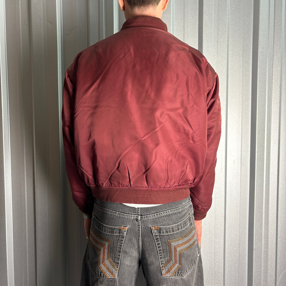 Vintage Avirex Red Burgundy Cropped Bomber Jacket - M