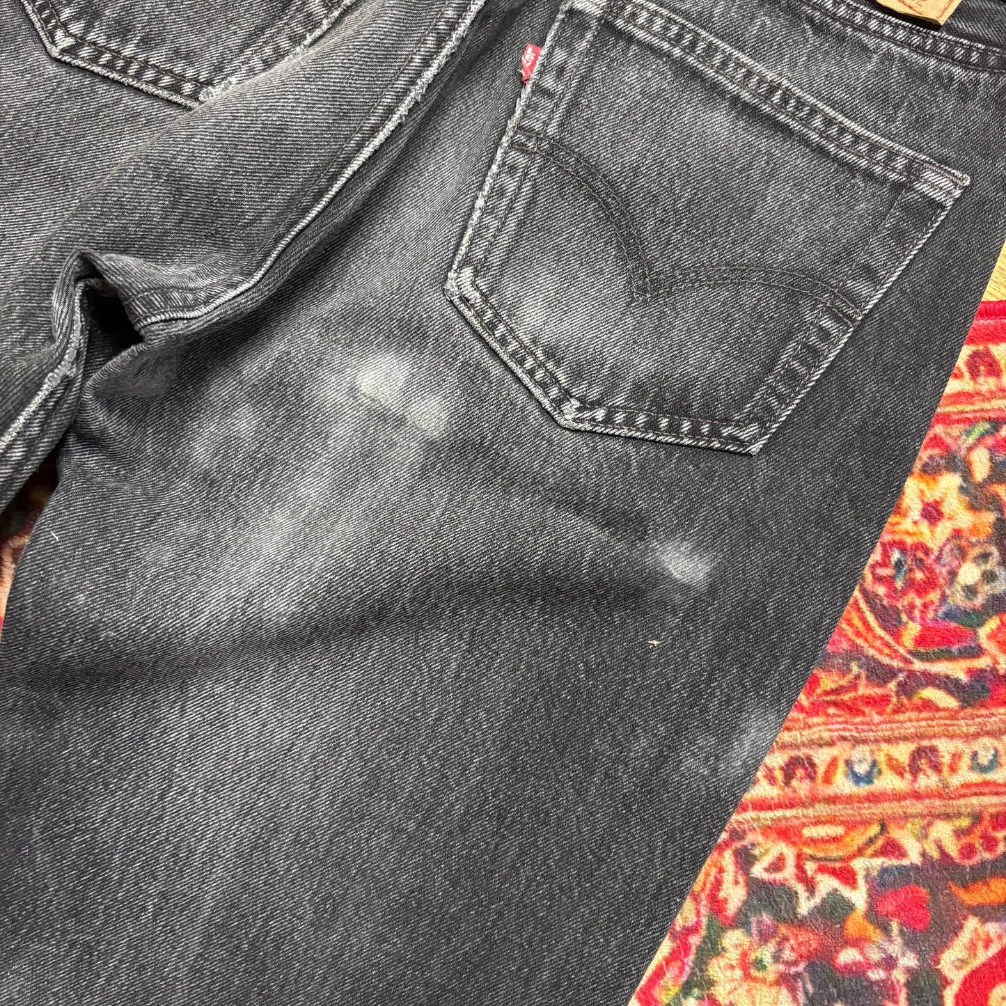 Vintage Levis 501 Straight Black Denim Jeans - 32R