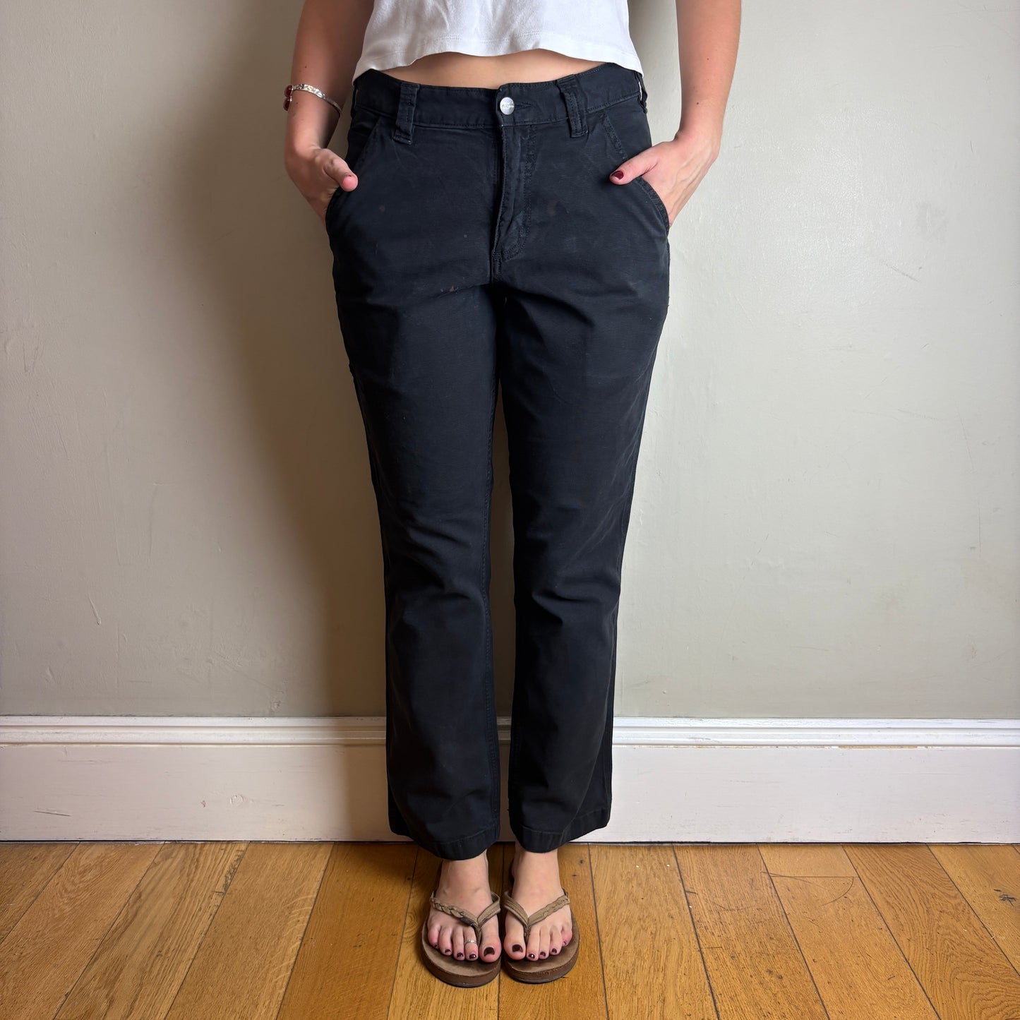 Vintage Carhartt Black Workwear Carpenter Baggy Trousers - 30S