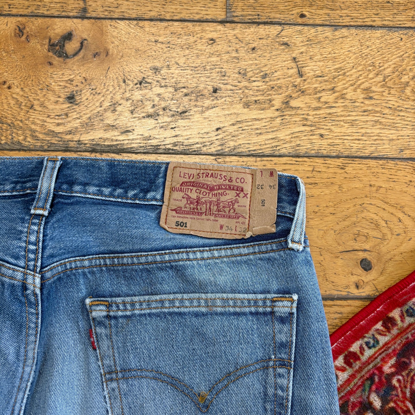 Vintage Levis 501 Straight Blue Denim Jeans - 34R