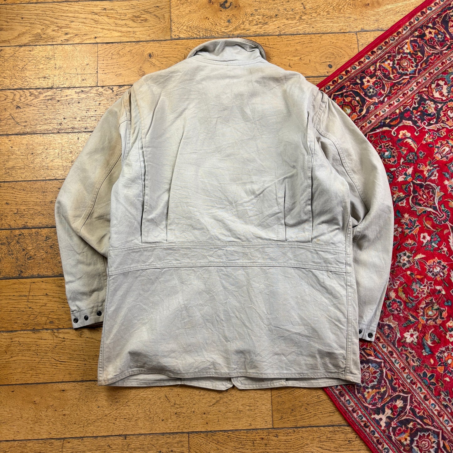 Vintage Woolrich Cream Workwear Heavyweight Trench Coat Jacket - L