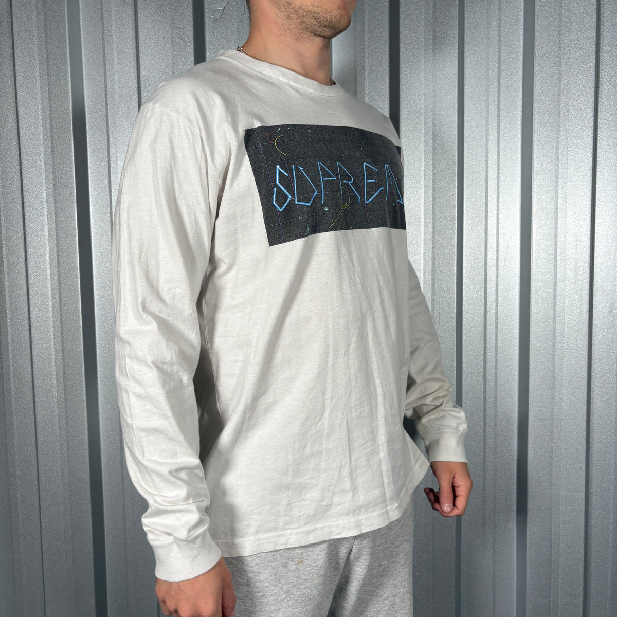 Supreme White Long Sleeve Graphic T Shirt - L