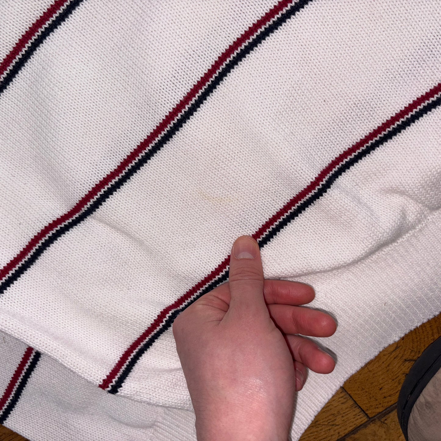 Vintage Nautica White Stripe Embroidered Knit Jumper - L