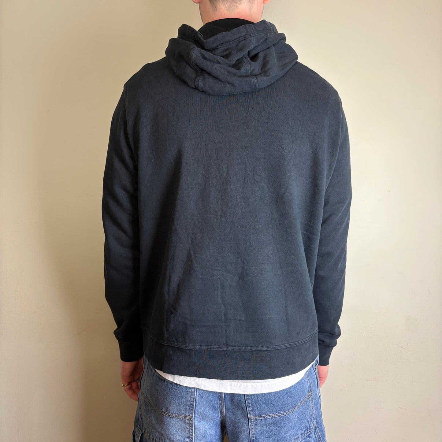 Vintage Nike Black Swoosh Hoodie Embroidered Sweatshirt -