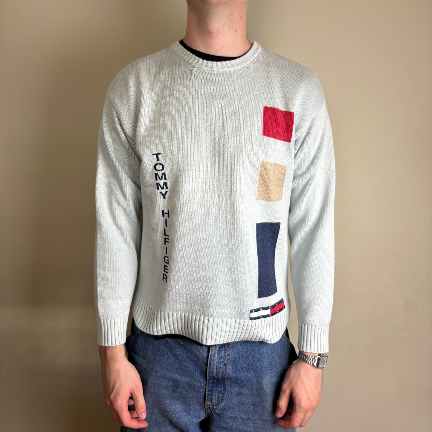 Vintage Tommy Hilfiger Blue Knit Jumper - S