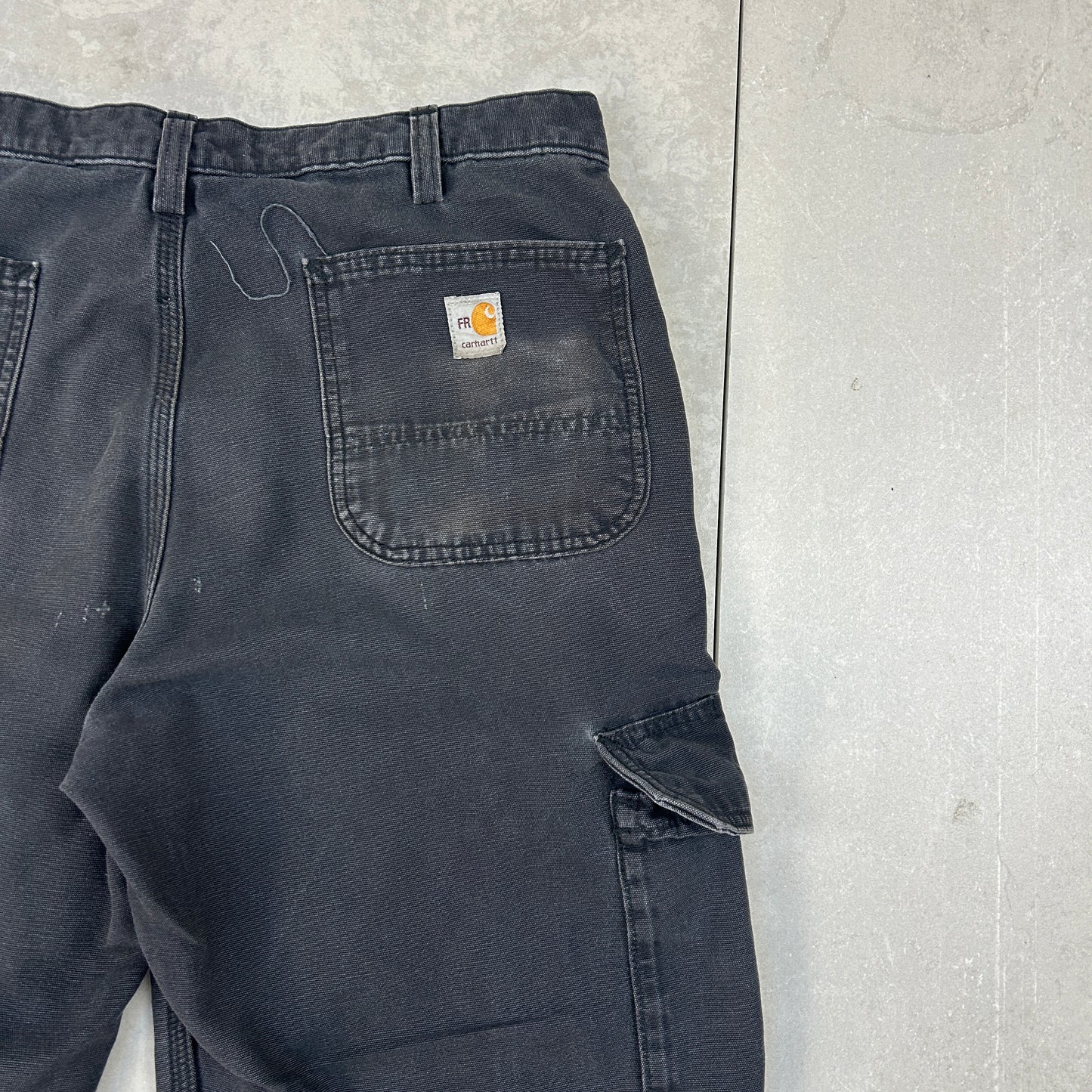 Vintage Carhartt Black Workwear Carpenter Baggy Cargo Trousers - 36