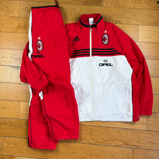 Vintage Rare Adidas AC Milan Sample Red Tracksuit Jacket And Bottoms - XL
