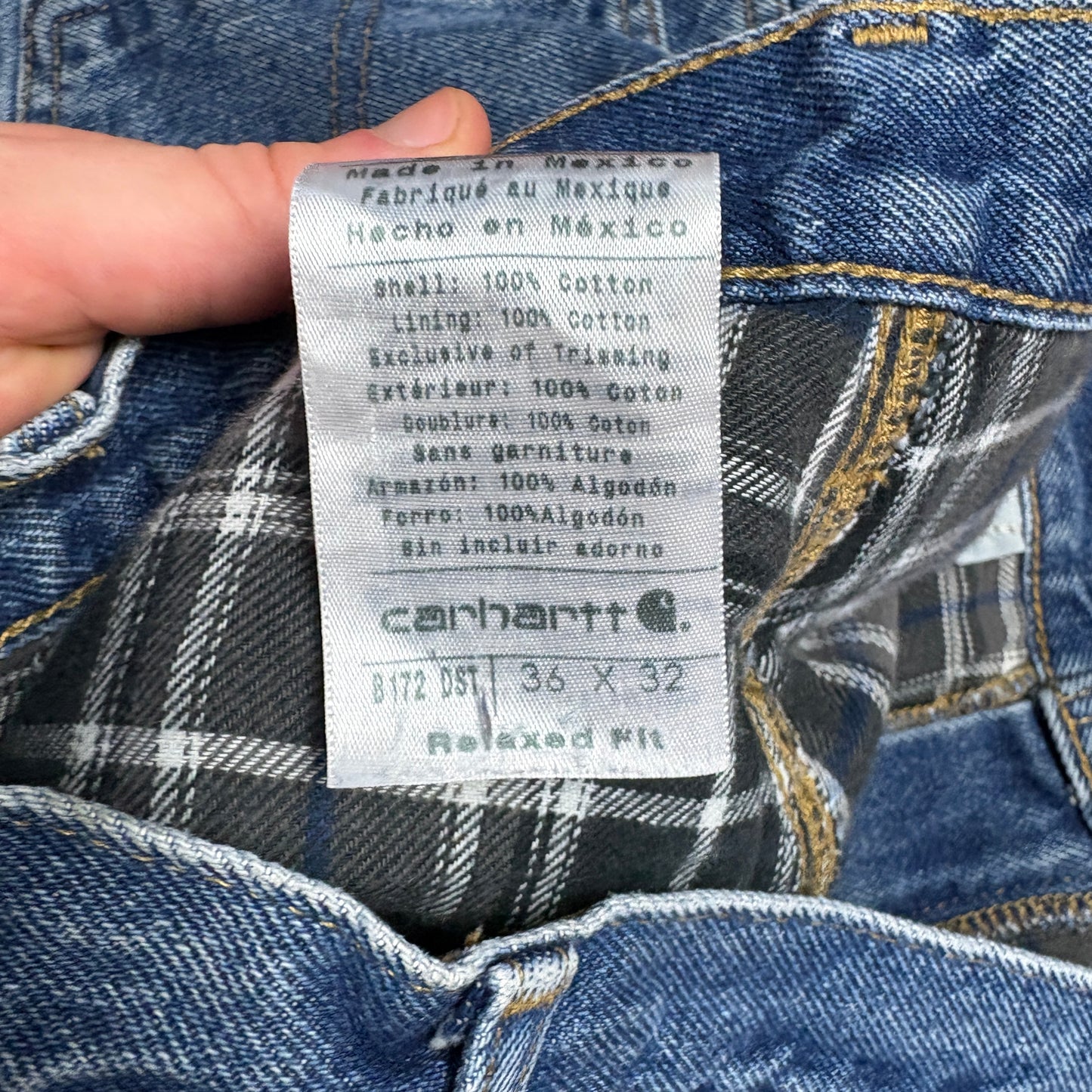 Vintage Carhartt Workwear Carpenter Baggy Blue Jeans - 36R