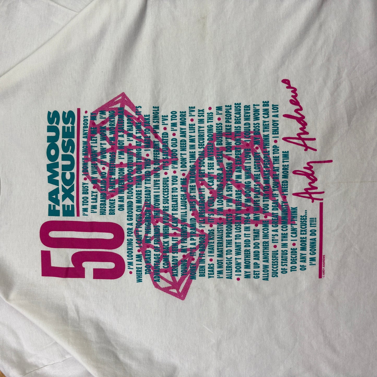 Vintage 90s White Funny Slogan Single Stitch Graphic T-Shirt - 2XL