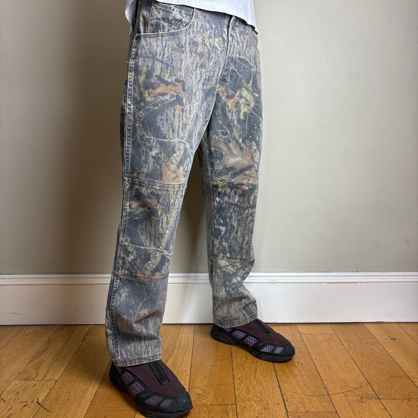 Vintage Real Tree Camo Green Double Knee Hunting Workwear Trousers - 34S